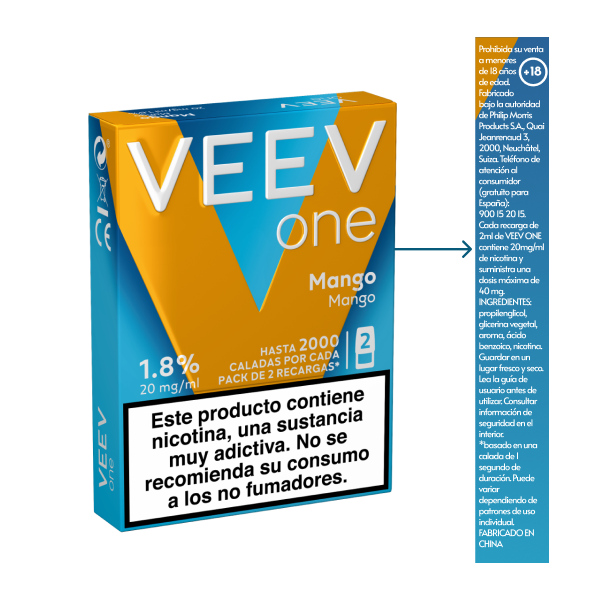 VEEV ONE Mango ingredients 1